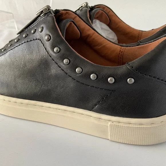 Frye & Co Women Black Leather Studded Victoria Zip Sneaker NIB - Picture 6 of 14